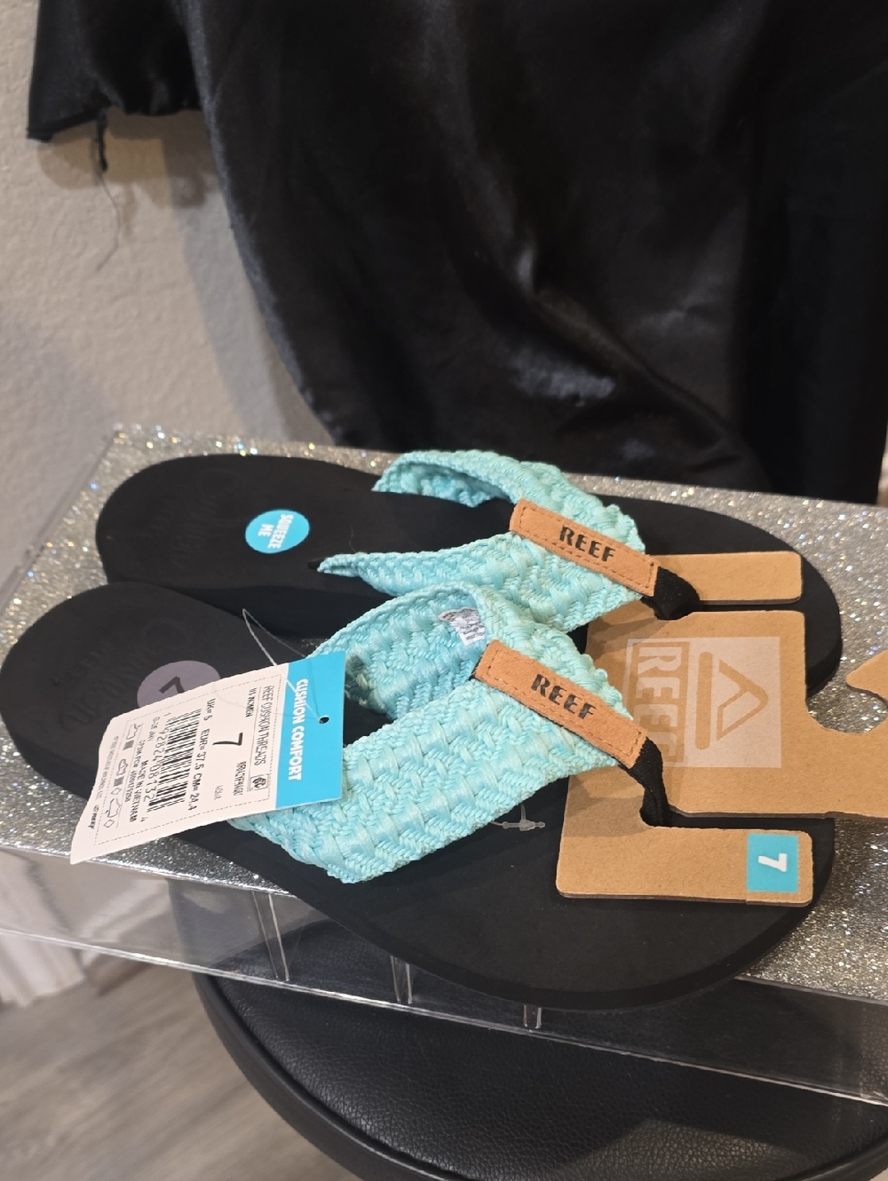 Reef Cushion Threads Flip-Flop Sandals- Aqua - Picture 12 of 13